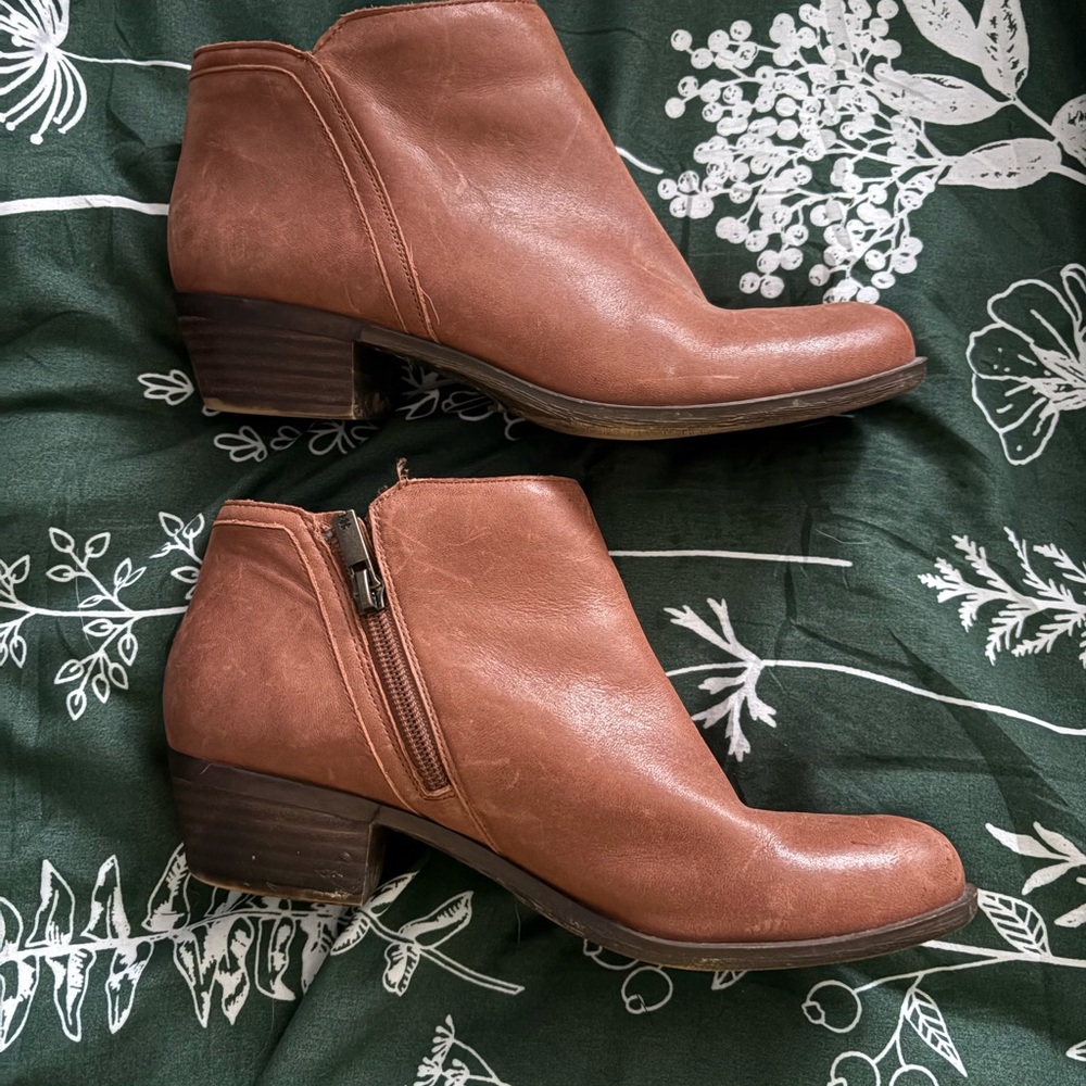 Lucky Brand Cognac Leather Ankle Boots